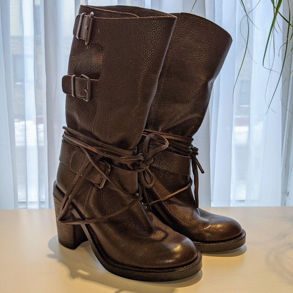 Vince Camuto Leather Lace Wrap Boots